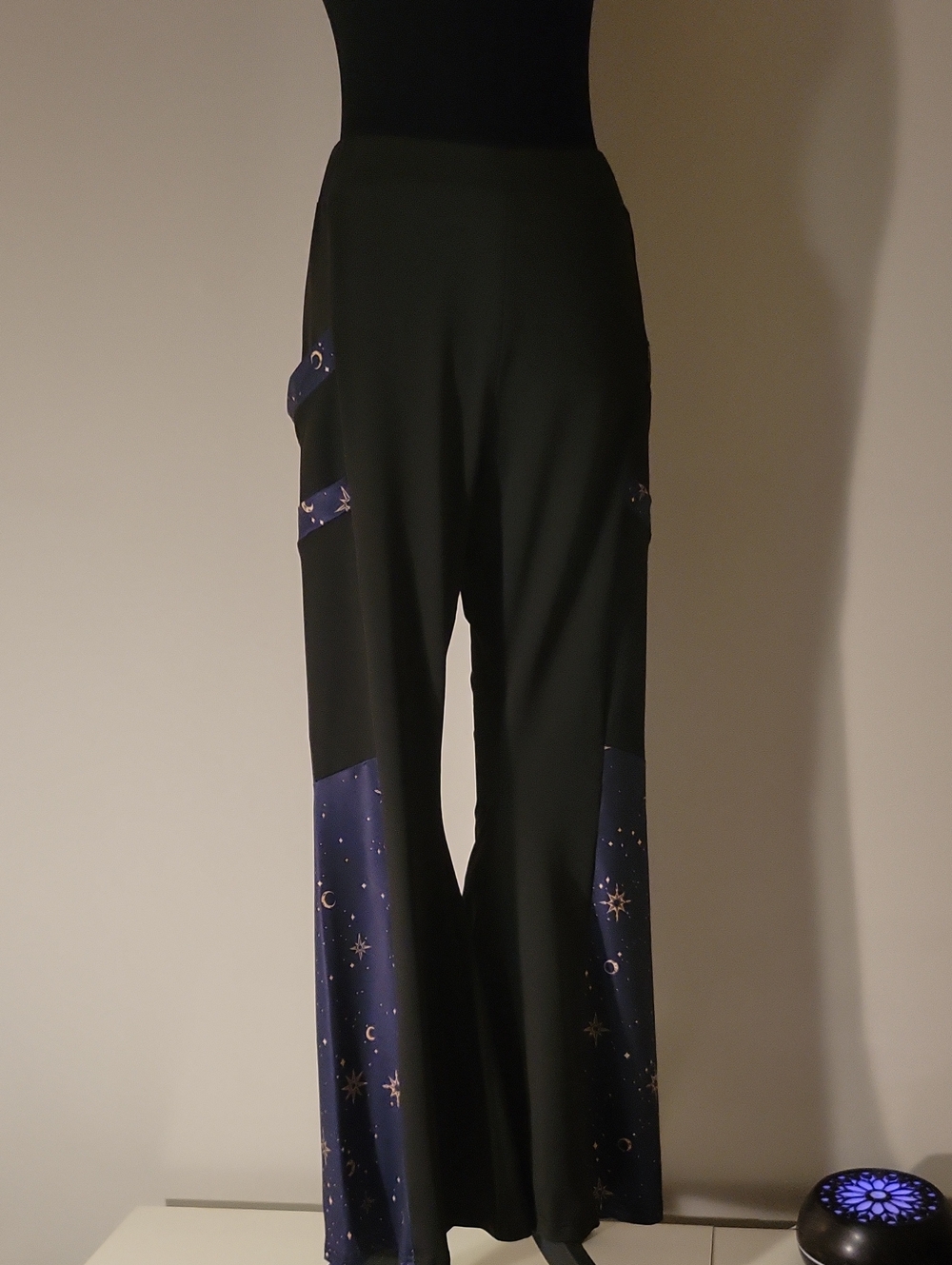 Celestial Panel Wide-Leg Pants in Black and Navy